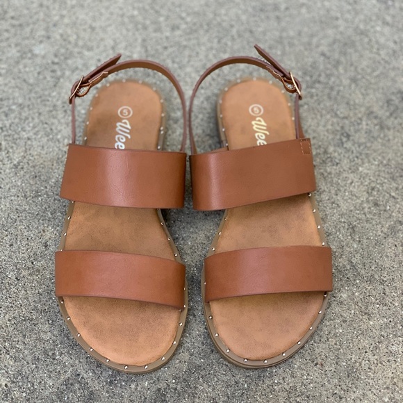 Weeboo Tan Double Strap Lining Ankle Strap Sandal - Picture 2 of 4